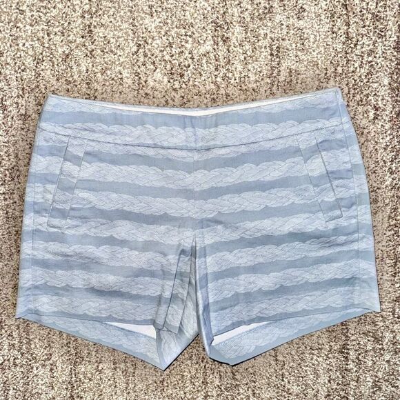 J. Crew Women's Pull On Blue Striped Stretch Summer Shorts Size 8 - Picture 4 of 9